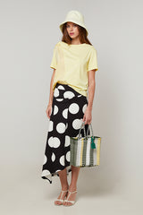 YELLOW ROUND-NECK SHORT-SLEEVE COTTON SILK T-SHIRT