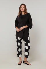 BLACK ASYMMETRICAL LONG COTTON SILK T-SHIRT