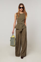 KHAKI HALTER NECK TOP