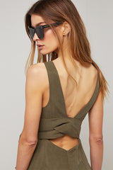 KHAKI HALTER NECK TOP