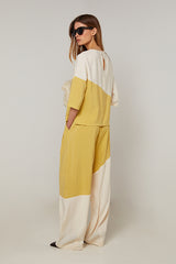 TWO TONE SHORT SLEEVE TOP