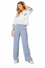 LEAF PRINT STRAIGHT TROUSERS