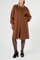 BACCO BROWN DOUBLE WOOL-BLEND COAT