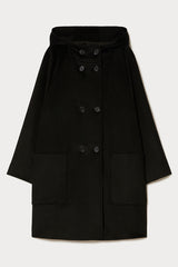 GERVASO BLACK PURE WOOL DRAP COAT