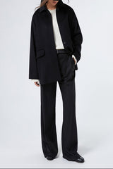 ASSENZI BLACK PURE WOOL BROADCLOTH PEA COAT