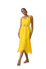 EMBROIDERY PATTERN SUMMER MIDI-DRESS