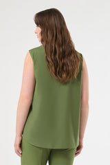 REFOLO OLIVE GREEN COTTON BLOUSE
