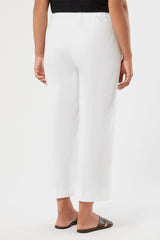 GIRANTE WHITE COTTON GABARDINE CROPPED TROUSERS