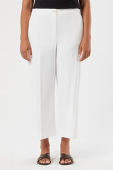 GIRANTE WHITE COTTON GABARDINE CROPPED TROUSERS