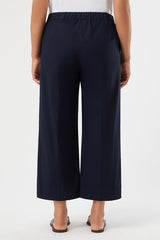 GIRANTE BLUE COTTON GABARDINE CROPPED TROUSERS
