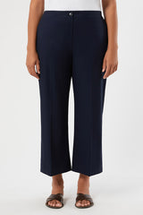 GIRANTE BLUE COTTON GABARDINE CROPPED TROUSERS