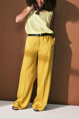 AVIO YELLOW TWILL WIDE-LEG TROUSERS
