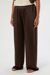 TASCA BROWN SATIN TROUSERS