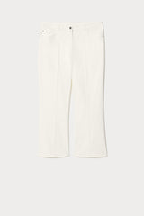 ASTICE WHITE FLARED COTTON DRILL TROUSERS