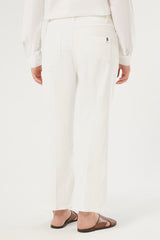 ASTICE WHITE FLARED COTTON DRILL TROUSERS