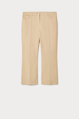 ASTICE BEIGE FLARED COTTON DRILL TROUSERS