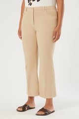ASTICE BEIGE FLARED COTTON DRILL TROUSERS