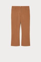 ASTICE BROWN FLARED COTTON DRILL TROUSERS