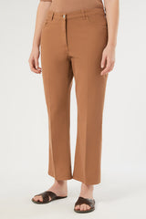 ASTICE BROWN FLARED COTTON DRILL TROUSERS