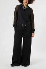 SAUNA BLACK WIDE-FIT FLUID TWILL TROUSERS