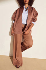 SAUNA BEIGE WIDE-FIT FLUID TWILL TROUSERS