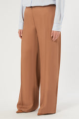 SAUNA BEIGE WIDE-FIT FLUID TWILL TROUSERS