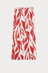 GALEA RED PRINTED VISCOSE SATIN TROUSERS