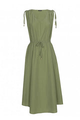 KHAKI COTTON MIX DRESS