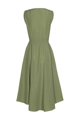 KHAKI COTTON MIX DRESS