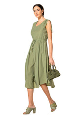 KHAKI COTTON MIX DRESS