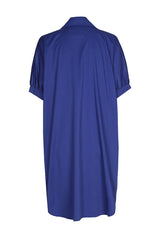 DEEP BLUE SHORT SLEEVE COTTON DRESS