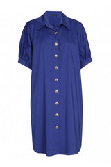DEEP BLUE SHORT SLEEVE COTTON DRESS