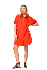 CHERRY SHORT SLEEVE COTTON DRESS