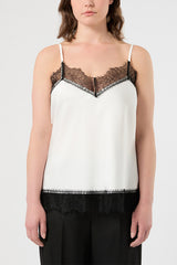 CIMA WHITE SATIN LACE TOP