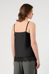CIMA BLACK SATIN LACE TOP