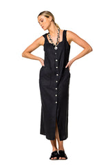 BUTTONED LINEN DRESS
