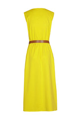 LEMON V-NECK SLIT COTTON DRESS