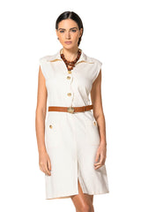 CREAM UNLINED COTTON DRESS