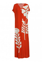 LONG VISCOSE PRINTED DRESS