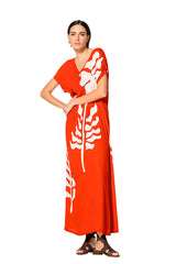LONG VISCOSE PRINTED DRESS
