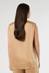 VETUSTA BEIGE SEQUIN EMBROIDERY SATIN TOP