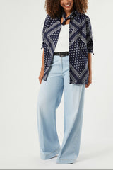 FUXIA BLUE COTTON POPLIN TUNIC