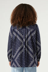 FUXIA BLUE COTTON POPLIN TUNIC