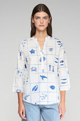 FRANCINA MARINE PRINT BLOUSE