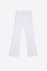 ANNINA EMB WHITE DENIM TROUSERS