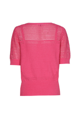 PINK SEMI-SHEER KNITTED PULLOVER