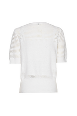 WHITE SEMI-SHEER KNITTED PULLOVER
