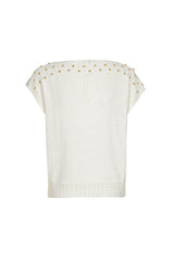 CREAM DECORATIVE STITCH SWEATER