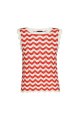 CHERRY SLEEVELESS WAVY STRIPED TOP