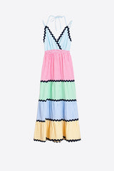 KALLY MULTICOLOR STRIPED RIC RAC SUNDRESS